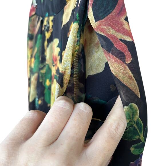 LUXXEL Women's Tropical Skirt Floral Open Front Attached Shorts Size Medium - Picture 6 of 7